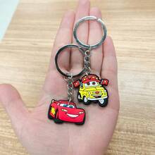 Disney Cars Movie Keychain PVC Soft Rubber Lightning McQueen Car Pendant Backpack Key Charm - A - View 2