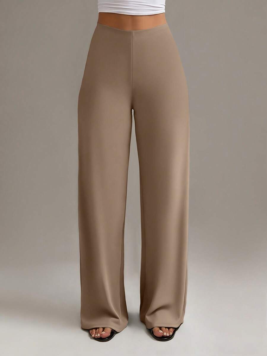 XLLAIS Women's Fashion High Waist Straight Leg Pants Casual Spring, Work To Weekend - Khaki - View 1