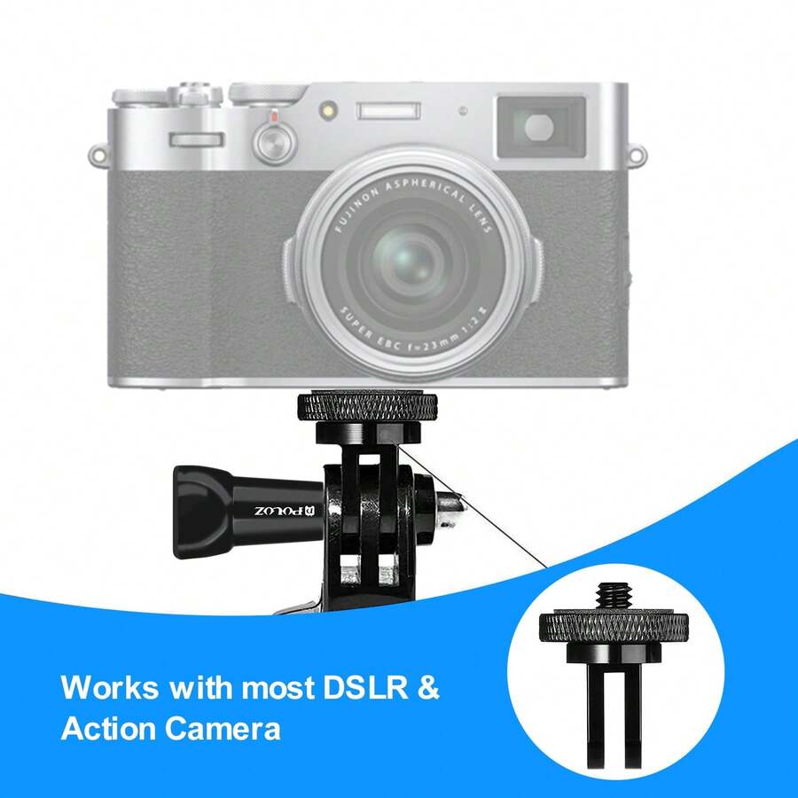 PULUZ 1/4 Inch Screw Metal Tripod Mount Action Camera Adapter (Black) - View 1
