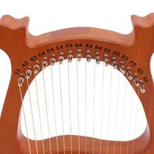 RainWeel Harfe 16 Metallsaiten Mahagoni Harp mit Stimmschlüssel Vintage Instrument Leier Harfe Mahagoni Korpus Runder Rand Angenehmer Klang+Stimmschlüssel Saiten - Braun - Übersicht 9
