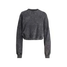 Adidas Women's Vintage Fashion Versatile Short Casual Crew Neck Pullover Sweatshirt Spring Autumn IW5756 - Black - View 1