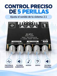 2.1 Channel Audio Power Amplifier Board, 50W*2+100W, With Treble And Bass Control, Suitable For DIY Speakers And Home Theater Systems - Multicolor - View 13