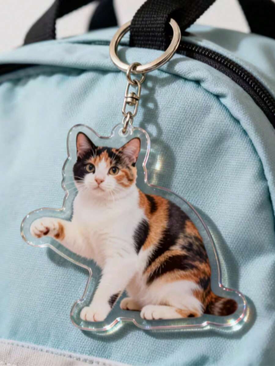 Gift For Her/Him Personalized Custom Pet Portrait Keychain Full Body Pet Photo Customized Unique Acrylic Pet Pendant Pet Portrait Key Ring Dog Keychain Cat Keychain Fun Pet Gift - Multicolor - View 1