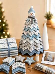 1 Set Christmas Tree Fabric Patchwork DIY Kit, Layered Patchwork Desktop Holiday Tree Making Tool Set, Rustic Style Christmas Desktop Decoration, Handmade Material Creative Christmas Gift - Multicolor - View 7