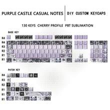 Tutup Tombol Purple Moon DIY Tinggi Asli Estetika Tinggi MOA PBT Mengkilap Lima Sisi Sublimasi Pewarna Kompatibel Dengan Keyboard Mekanik - View 11