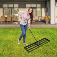 SHIOUCY Heavy Duty Garden Lawn Levelling Rake Lute Landscaping Rake W/ Adjustable Handle, Black Lawn Leveling Rake For Yard Garden - A - Übersicht 1