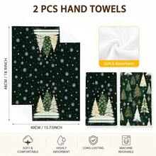 2/4/6/8pcs Dark Green Christmas Tree Kitchen Towels, Snowflake Forest Tea Towels, Luxury Minimalist Christmas Kitchen Decor, Soft And Durable, Not Easily Rough, Suitable For Kitchen, Breakfast Nook, Coffee Station, Prep Area, Hanging Rod And Holiday Home Decor - Multicolor - View 5