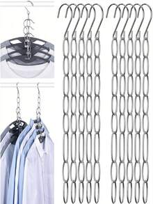 1pc Metal Chain Clothes Hanger, Space-Saving Foldable Organizer, Multi-Layer Hanger, Efficient Storage, Closet Accessory, Clothing Organizer Storage - Multicolor - View 7