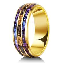 1pc 8mm Men's Tungsten Galaxy Ring Inlaid Meteorite Sandstone And Opal Black Nebula Ring Engagement Or Anniversary Gift For Husbands Promise Rings - Galaxy - View 11