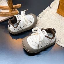 1 Pair Girls' Polka Dot Comfortable Casual Sports Shoes, Versatile Hook & Loop Non-Slip Outdoor Shoes - Khaki - View 3