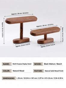 2/1pc Wooden Watch Display Stand, T-Shaped Bracelet And Jewelry Organizer, Desktop Watch Storage Rack, Unisex Necklace Display Stand, Suitable For Bedroom Vanity, Retail Store, Jewelry Shop, Home Decor And Gift - View 5