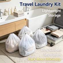 Drawstring Mesh Laundry Bag, Reusable Dirty Clothes Washing Bag, Durable Travel Storage Organizer Bag, Suitable For Clothes, Socks, Underwear, Panties - A - View 5