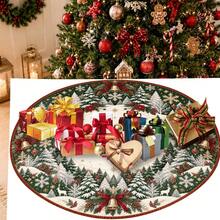 1pc Snowy Forest Deer Pattern Christmas Tree Skirt, Elegant Color Holiday Decor, 5 Sizes, Unisex Holiday Gift, Suitable For Home And Party Christmas Home Decoration - Snowy Forest Reindeer - View 8