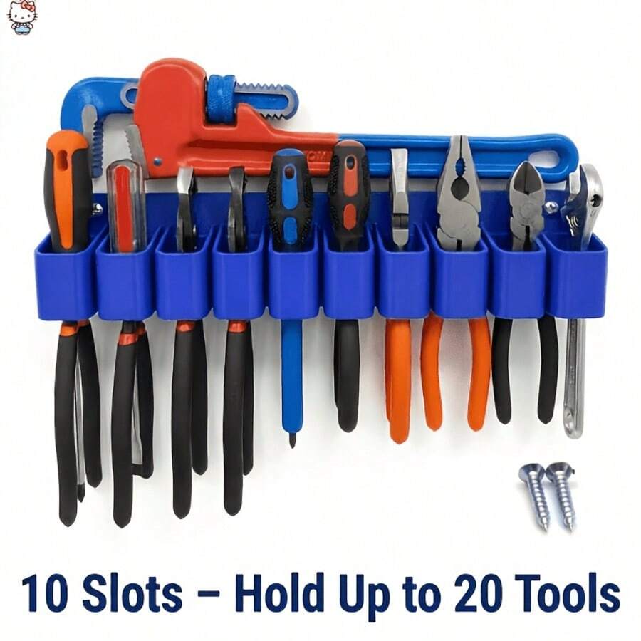 10-Slot Wall-Mounted Tool Organizer, 3D Printed Heavy-Duty Hand Tool Storage Rack, Suitable For Screwdrivers, Pliers And Wrenches, Space-Saving Garage Workshop Organizer - 10-slot Tool Organizer - View 1