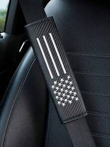 Star Embroidered PU Leather Seat Belt Shoulder Pad, Seat Belt Protector, Hook And Loop, Easy To Install, - A - View 12
