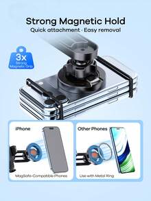 REMAX Dual Phone Car Mount, MagSafe Compatible With Magnetic And Clamp-Style Fixation, Upgraded Powerful Suction Cup Base, Extendable Arm, 270° Rotation, 360° Ball Joint, Suitable For 4.0–7.2 Inch Phones, Car Accessories, Car Essentials, Automotive Supplies - -sT40 - View 6