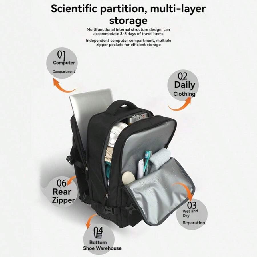 Men's Lightweight Travel Backpack, Suitable For Short Trips, Commuting, Travel, Large Capacity, Can Hold Notebooks And Books