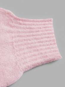 Nicenter Women's Fall Casual Wool Blend Solid Plain Jersey Round Neck Drop Shoulder Long Sleeve Cropped Button Front Cardigan Sweaters Tops Daily Fall Outfit - Pink - View 8