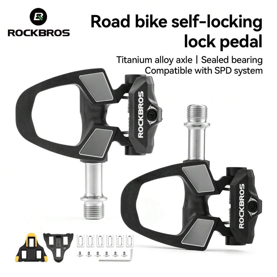 ROCKBROS A Pair Bicycle SPD Lock Pedal High Quality Carbon Fiber Material For Road Bike - Black - View 1