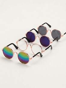 PETSIN 1pc/2pcs Optional Resin Pet Sunglasses, Hip-Hop Round Frame Lightweight Photo Accessory For Cats And Dogs - Multicolor - View 3