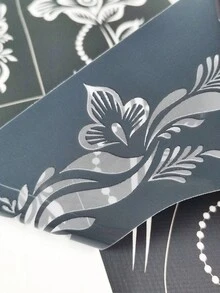 1pc Reusable Swirl Curly Pearl Flower Henna Tattoo Stencil, DIY Mehndi Body Painting Template For Hands, Wrists, Arms, Wedding Festival Temporary Tattoo Sticker - Black - View 5