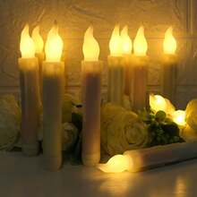 6pcs/12pcs Flameless Cone Candles Battery Operated Flickering LED Realistic Candles With Dripping Wax Effect 6.5 Inch White Twist On/Off Switch No Remote Control Suitable For Halloween Christmas Wedding Fireplace Autumn Church Vigil Decoration White/Ivory - Taper Candle - View 3