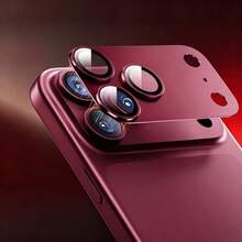 2片裝 酒紅色新款手機鏡頭保護膜，適用於 iPhone 18 Pro Max/18 Pro，金屬裝甲相機鏡頭膜，9H 鋼化玻璃鏡頭蓋，磨砂金屬防刮相機裝飾，日常必備保護配件 - 酒紅色 - 查看 7