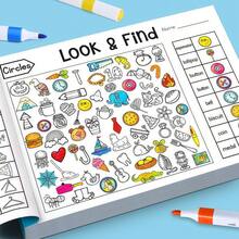 1PC Look And Find Puzzle Book, Object Search Activity Workbook, Picture Hunting Observation Notebook, Visual Cognition Practice Sheets, Brain Challenge Worksheets, School Stationery - Multicolor - View 9