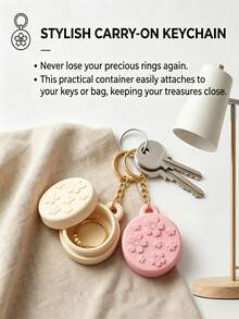 Portable Keychain Mini Ring Storage Box, Small Multi-Function Jewelry Organizer, Hook Luxury Ring Storage Box, Portable Keychain Small Jewelry Storage Box, Suitable For Earrings And Rings, Dust-Proof Travel Organizer - Multicolor - View 4