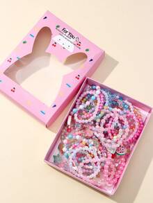 38pcs Girls Random Color Beaded Bracelet Gift Set, Children's Jewelry, Suitable For Daily Wear, Party And Birthday Gift - Multicolor - View 5