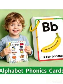 27pcs Alphabet Flash Cards Set, Double-Sided Cognitive Cards, Learn Colors, Animals And Letters, Suitable For Children To Practice Letter Pronunciation, Includes 26 Letters, Matching Words And Explanations, Ideal Back To School Supplies - Multicolor - View 2