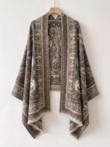 1pc Faux Cashmere Elegant Vintage Paisley Pattern Jacquard Warm Scarf For Women, Air Conditioning Room Blanket, Autumn/Winter Outdoor Travel Cold Protection Decorative Scarf Shawl, Suitable For Daily Matching, First Choice For Gift Giving - Multicolor - View 1