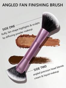 Angled Fan Finishing Brush Is A Dual-Sided, Multi-Use Makeup Brush That Is Designed To Blend Products For A Seamless Finish - Pink - View 3