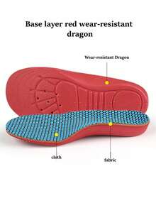 1 Pair Sports Arch Support Insoles, Trimmable EVA Colorful Shock-Absorbing Comfortable Soft Shoe Accessories - Red Base With Blue Face - View 6