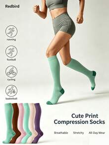 1/2/4 Pairs Unisex Compression Socks, Elastic Compression, Relieve Swelling And Varicose Veins, Autumn Outfit Autumn Style, Suitable For Flying And Hiking - Multicolor - View 1