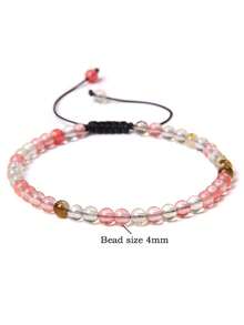 4mm Fine Bead Bracelet, Adjustable Natural Stone Semi-Precious Gemstone Yoga Beads Handmade Bracelet Jewelry - Bracelet - View 33