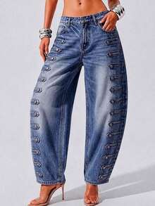 Women Jeans - Dark Blue - View 2
