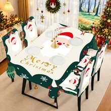 1/4/6/ Christmas Style Santa Claus Pattern Printed Chair Cover/Chair Slipcover Set, Suitable For Indoor Home, Restaurant, Hotel, Ideal Choice For Modern Daily Decoration, Elastic Chair Cover Is Washable. - Multicolor - View 2