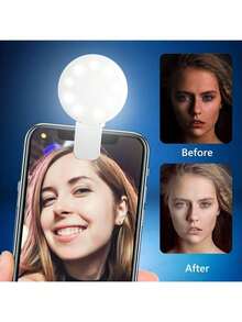 Mini Portable Clip-On Selfie Fill Light, 3 Lighting Modes, Rechargeable, Phone Beauty Fill Light, Live Streaming Fill Light, Low Light Photography Accessory, Pocket Phone Light, 150mAh - one-size - View 9