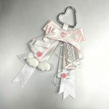 1pc Heart Buckle Satin Ribbon Bow Bag Charm, Lace Long Ribbon Polka Dot Woven Tape Anime Cosplay Live Concert Lolita Ita Bag Idol Support Fabric Rose Plush Wing Decoration Accessory Sweet Style Otaku Collection Handmade Peripheral Ornament - A - View 19