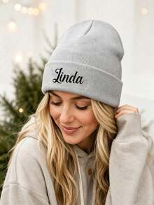 Custom Text/Logo Knit Beanie;Text Logo Solid Color Elastic , Unisex Design; Foldable Style; OutdoorAutumn/Winter Warm Essential - Multicolor - View 6