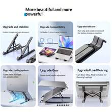 Lenovo Foldable Laptop Stand,7‑Level Adjustable Aluminum Alloy Notebook Riser,Hollow Cooling Design With Silicone Anti‑Slip Pad, Portable Desktop Support For 11‑17.3 Inch Laptops & Tablets For Office Study Travel - View 9