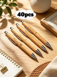 Personalized Bamboo Pen, Customized Wooden Pen, Thank You Gift For Business, Colleagues, Teachers, Students, Bridesmaids, Brides And Anniversary - Sets - View 8