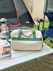 Color Blocking Shoulder Strap Design, Casual And Versatile, Multi Pocket Storage, Nylon Material, Fashionable Single Shoulder Crossbody Bag - White - View 4