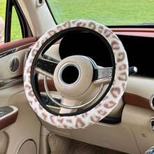 A Winter Warm Hand Faux Mink Plush Fabric Simulated Long Plush Leopard Print Car Steering Wheel Cover Without Inner Ring Suitable For 14.5-15 Inch Car Interior Accessories - A - View 18