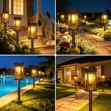 GEARLITE 6 Pack Solar Pathway Lights Outdoor, 2X Bigger Solar Outdoor Lights, Bright Solar Garden Lights, Auto On/Off Outdoor Solar Lights for Yard Landscape Path Lawn Patio Walkway - Quadratischer Wolframdraht - Übersicht 5
