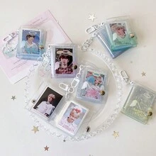 Ins Transparent Glitter Heart Angel Wings Pocket Mini Photo Album, 2 Inch Idol Card Collection Book, Bag Charm Card Holder - Multicolor - View 8