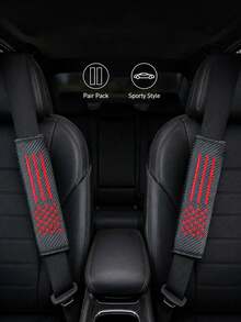 Star Embroidered PU Leather Seat Belt Shoulder Pad, Seat Belt Protector, Hook And Loop, Easy To Install, - A - View 8