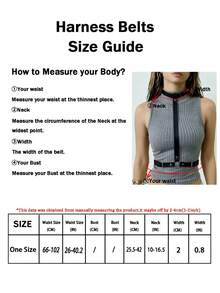1pc Women Fashion Black Faux Leather Harness Belt Adjustbatle Chest Belt Half Body For Daily Parties - Black - View 8