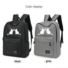 1pc 4.*3.*12cm Backpack, White Minimalist Cat Print, Girls Campus Backpack, Boys Backpack, Suitable For Campus, Short Trips, Shopping, Travel, Students Daily Commute, Large Capacity Compartment Can Store Laptop And Various Learning Supplies. Fashionable Campus Backpack Suitable For All Seasons. - Backpack - View 9